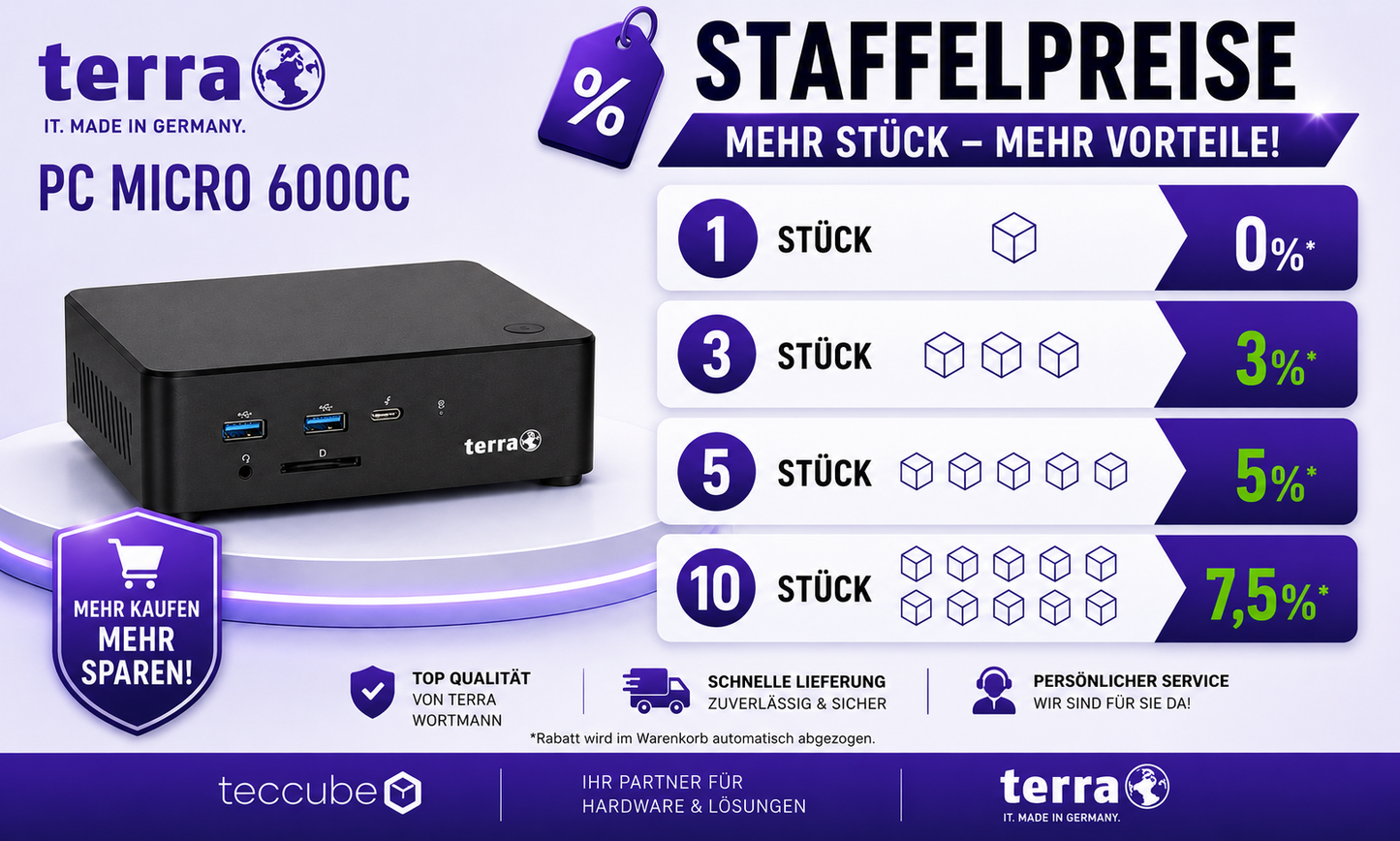 TERRA PC MICRO 6000C - Staffelpreise mit TERRA PC 24H Vor-Ort-Service + ME 36 Monate
